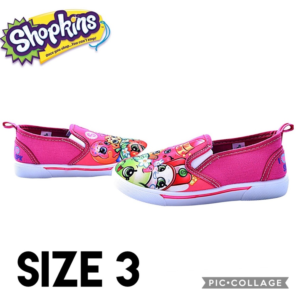 Shopkins Girls Shoes Canvas Slip Ons Pink Size 3